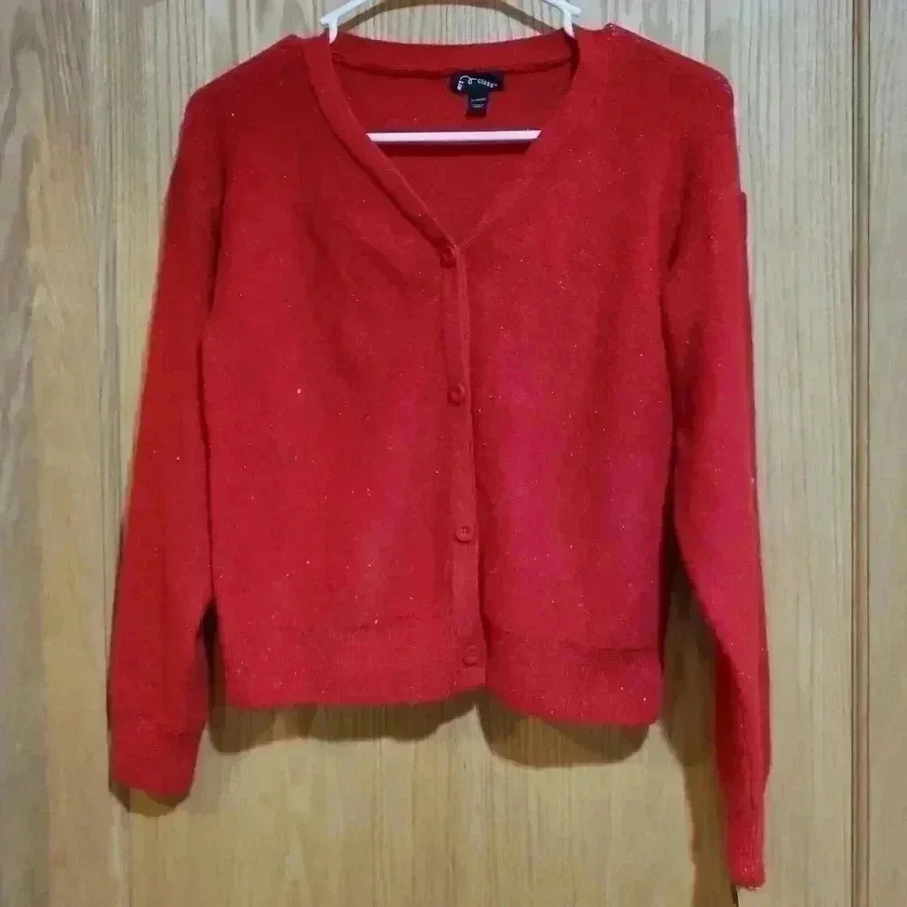 Art Class girls 14/16 XL button front long sleeve stretchy cardigan sparkly NWT